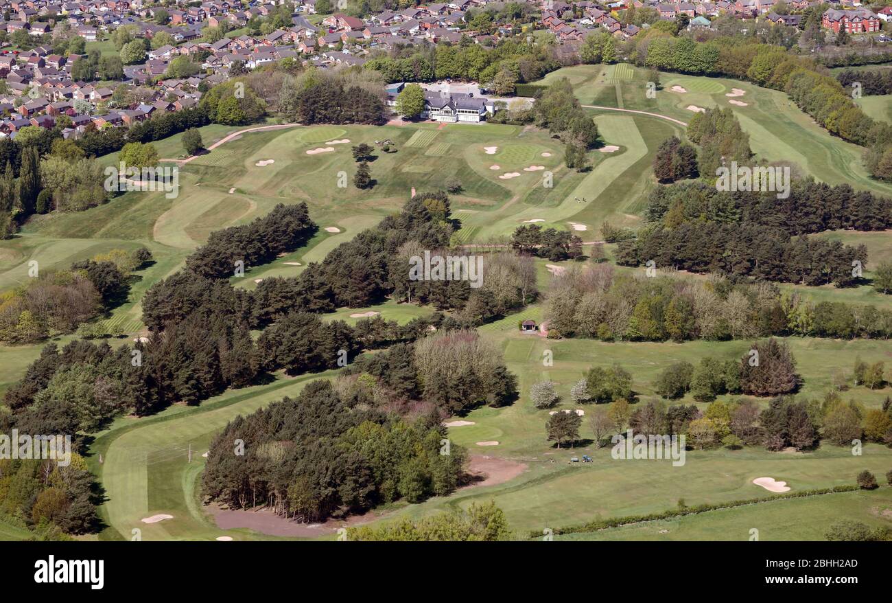 Vista aérea del Stockport Golf Club, cerca de Manchester Foto de stock