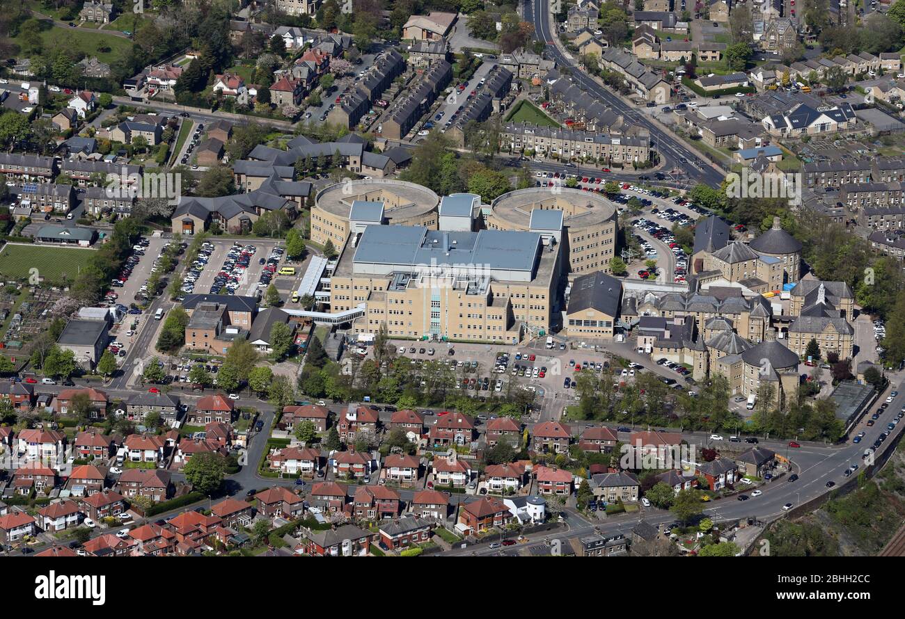 Vista aérea del Hospital Real Calderdale, Halifax Foto de stock