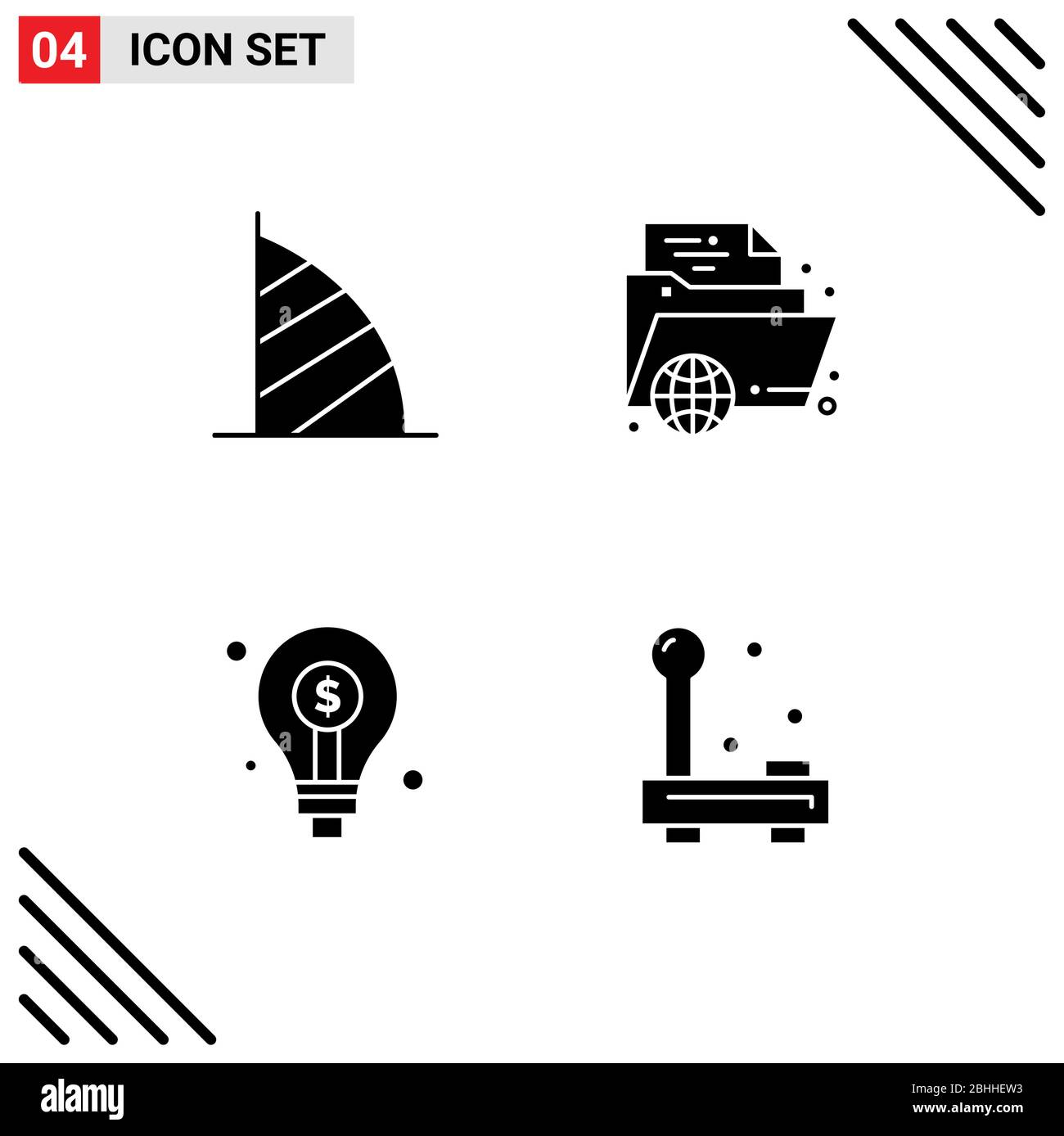 Conjunto de 4 iconos modernos de la IU símbolos símbolos signos para burj al arab, aprendizaje, monumento de los emiratos árabes unidos, aprendizaje, bulbo elementos de diseño vectorial editables Ilustración del Vector