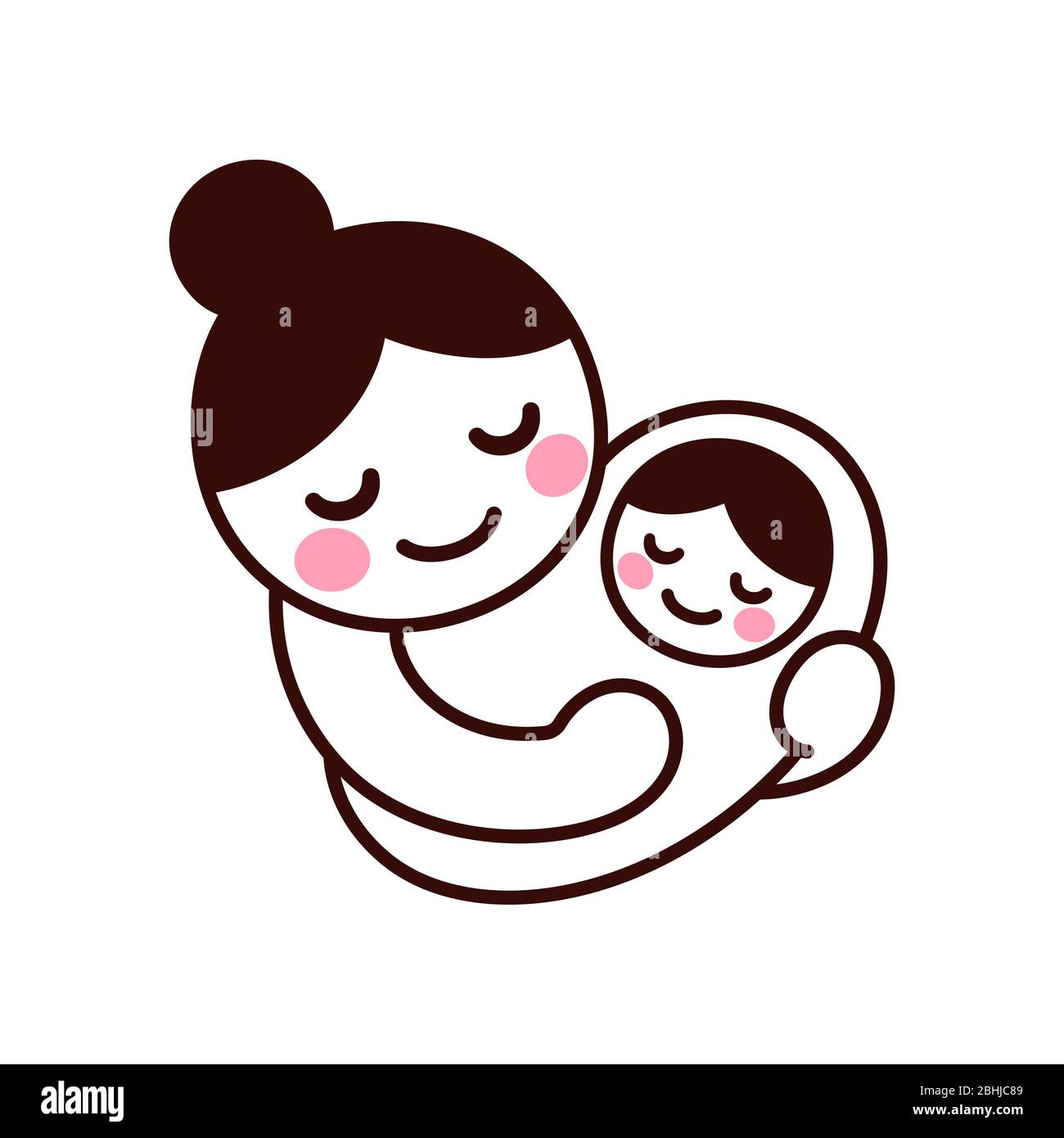 Dibujo Lindo Y Sencillo De Mama Sosteniendo A Bebe Fideos Dibujados A Mano De Mujer Con Recien Nacido Ilustracion De Clip Vectorial Aislado Imagen Vector De Stock Alamy