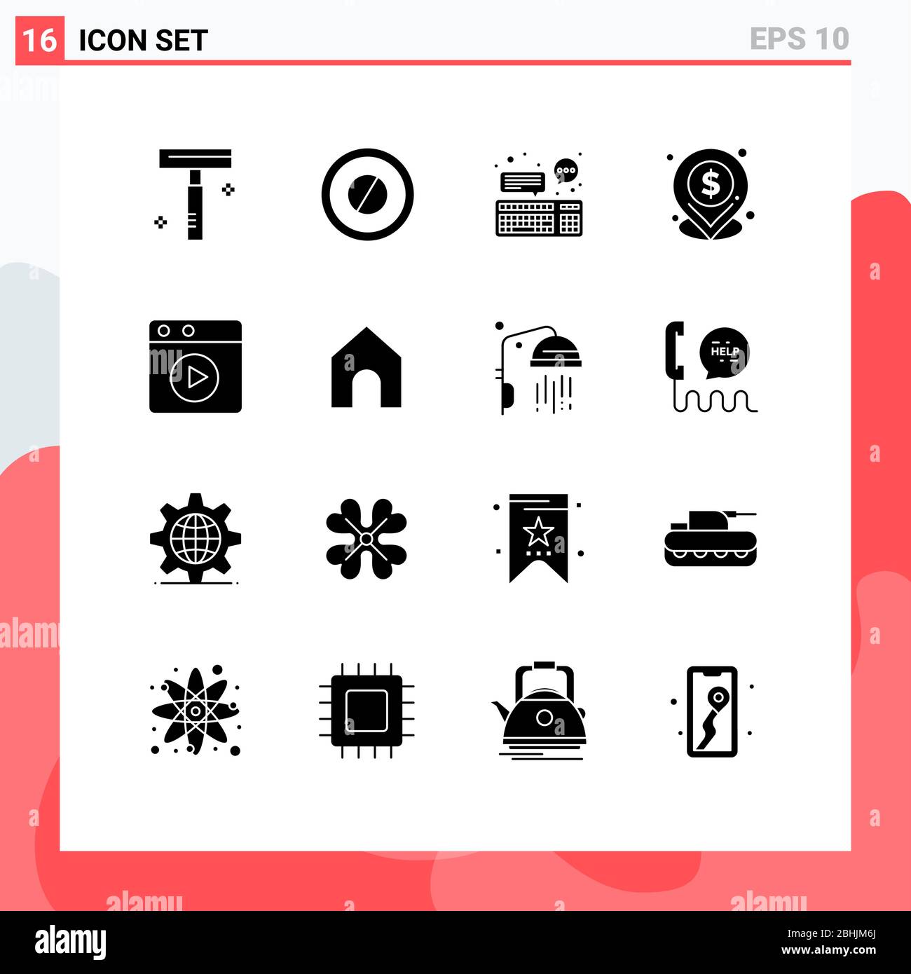 16 iconos creativos modernos signos y símbolos de elementos de diseño vectorial editables web, multimedia, ordenador, pin, dólar Ilustración del Vector