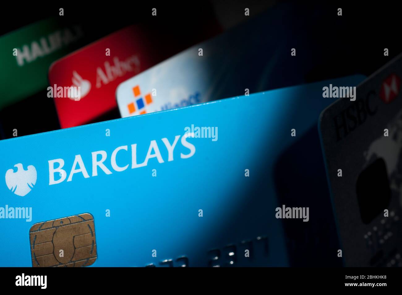 Una tarjeta de débito en cuenta corriente Barclays. Foto de stock