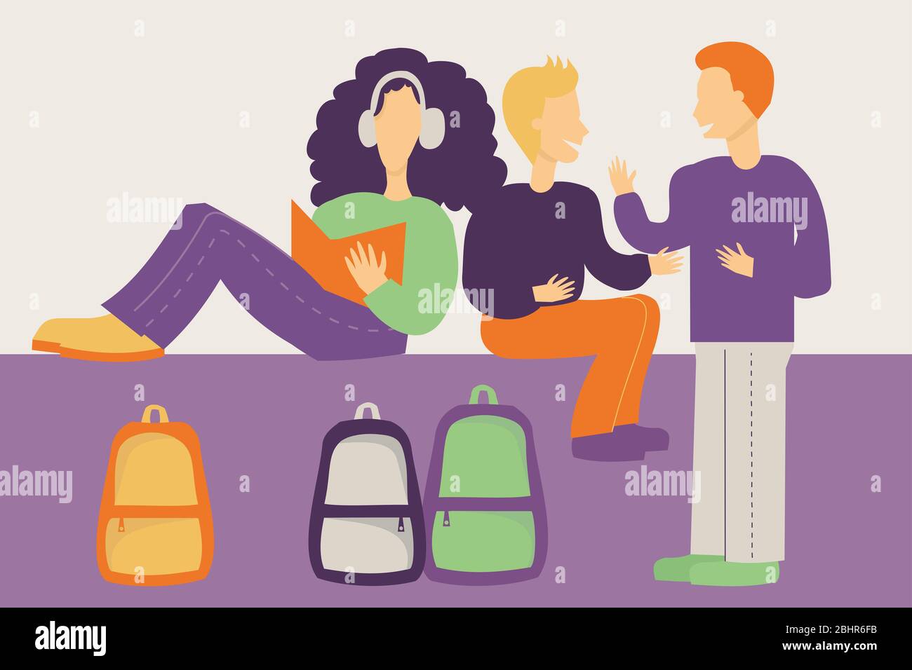 Ilustración de estudiantes - concepto de regreso a la Escuela Foto de stock