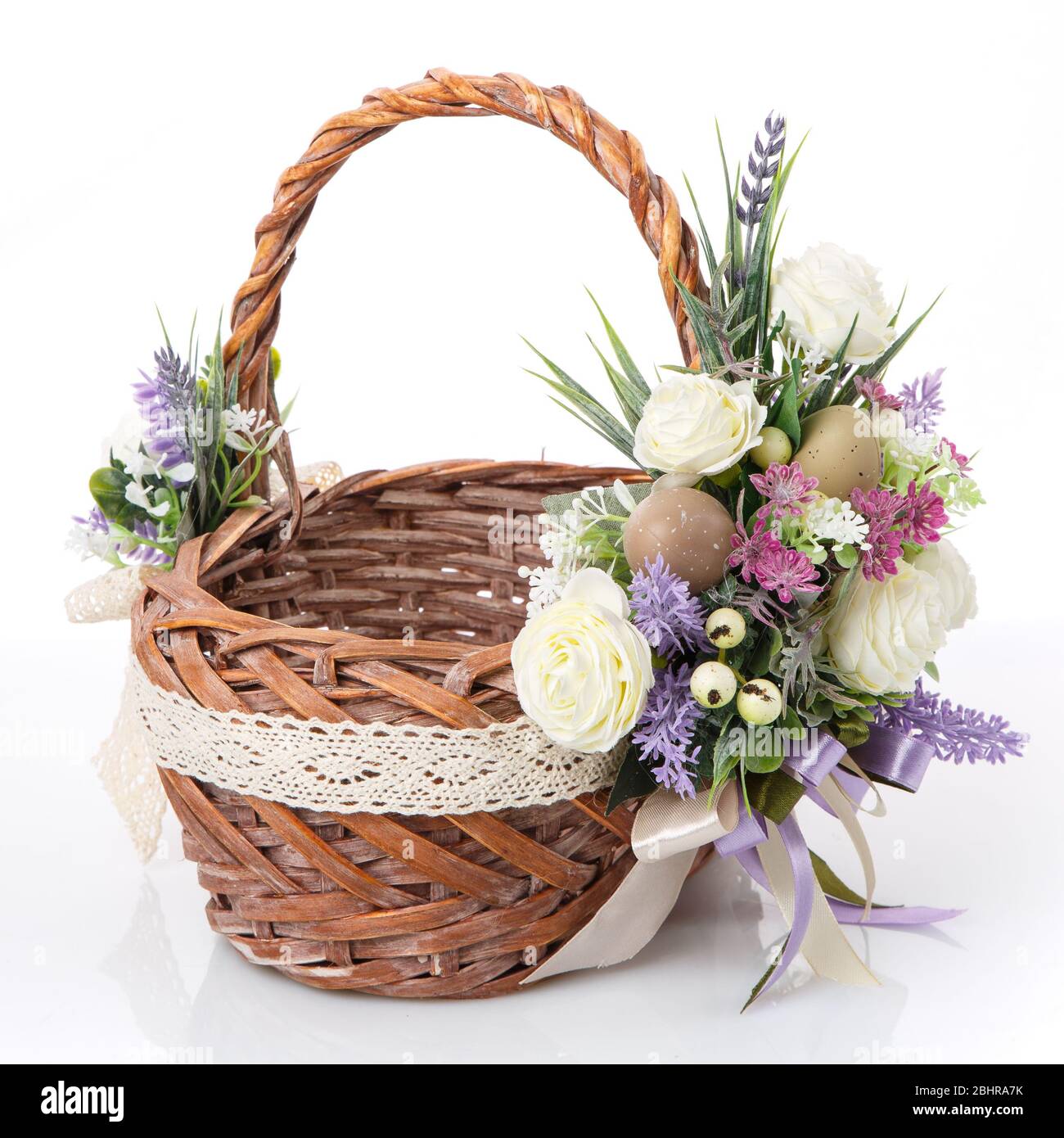Cesta de mimbre ovalada, cesta de flores elegante, cesta de boda
