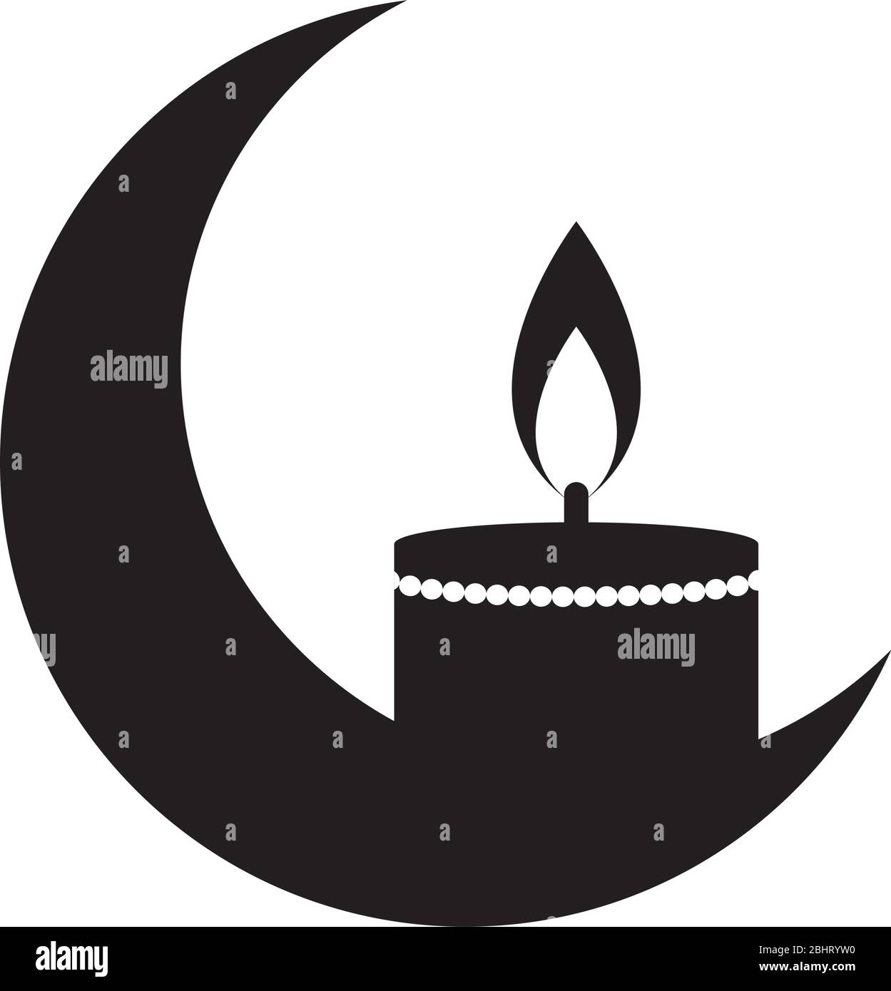concepto eid mubarak, luna creciente y icono de vela sobre fondo blanco,  estilo de línea, ilustración vectorial Imagen Vector de stock - Alamy