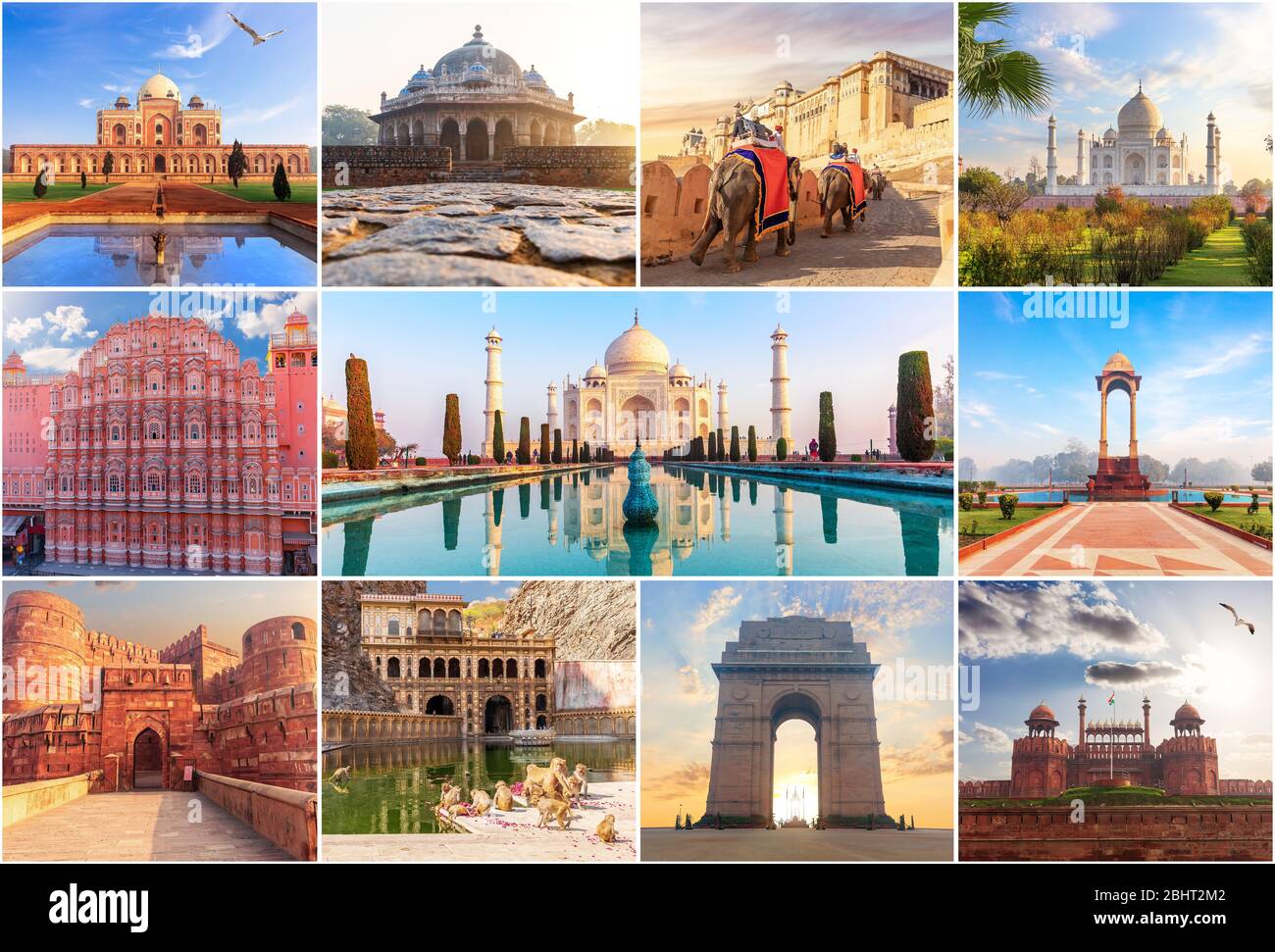 Lugares famosos de la India en el collage de fotos Foto de stock