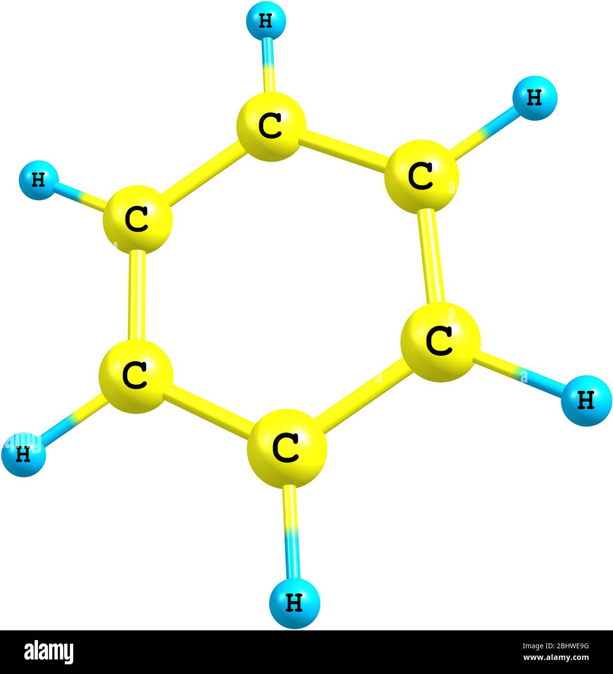 El benceno es un compuesto químico orgánico. Su molécula está compuesta por  6 átomos de carbono, uno en anillo, con 1 átomo de hidrógeno, uno en cada  carbono Fotografía de stock - Alamy