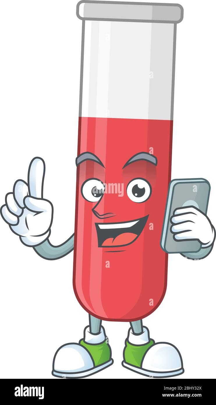 Diseño de dibujos animados concepto de tubo de ensayo rojo hablando por  teléfono Imagen Vector de stock - Alamy