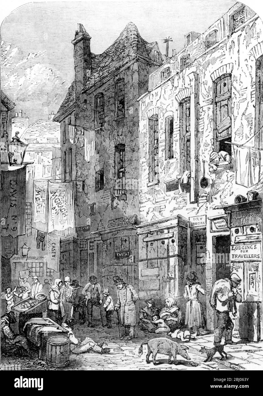The Rookery, St Giles, Londres 1849 Foto de stock