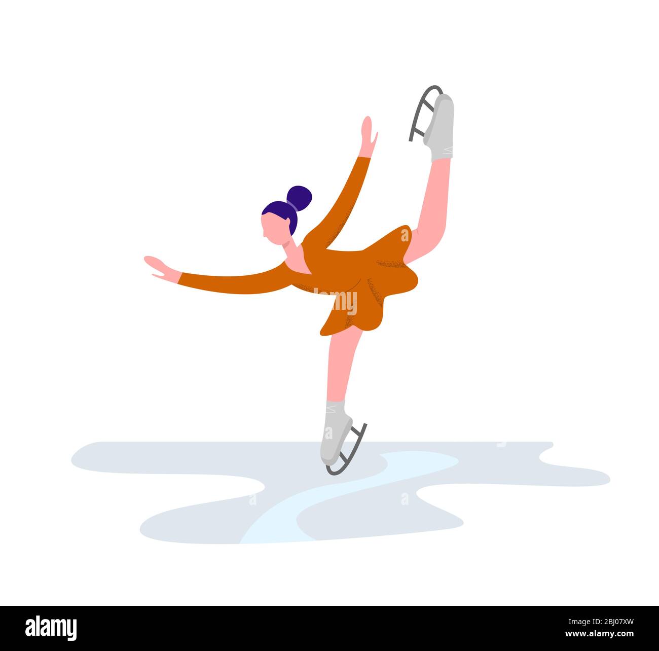 Hermosa chica en patinaje sobre hielo. Elegante skater de atleta artístico  con medias de color naranja Imagen Vector de stock - Alamy