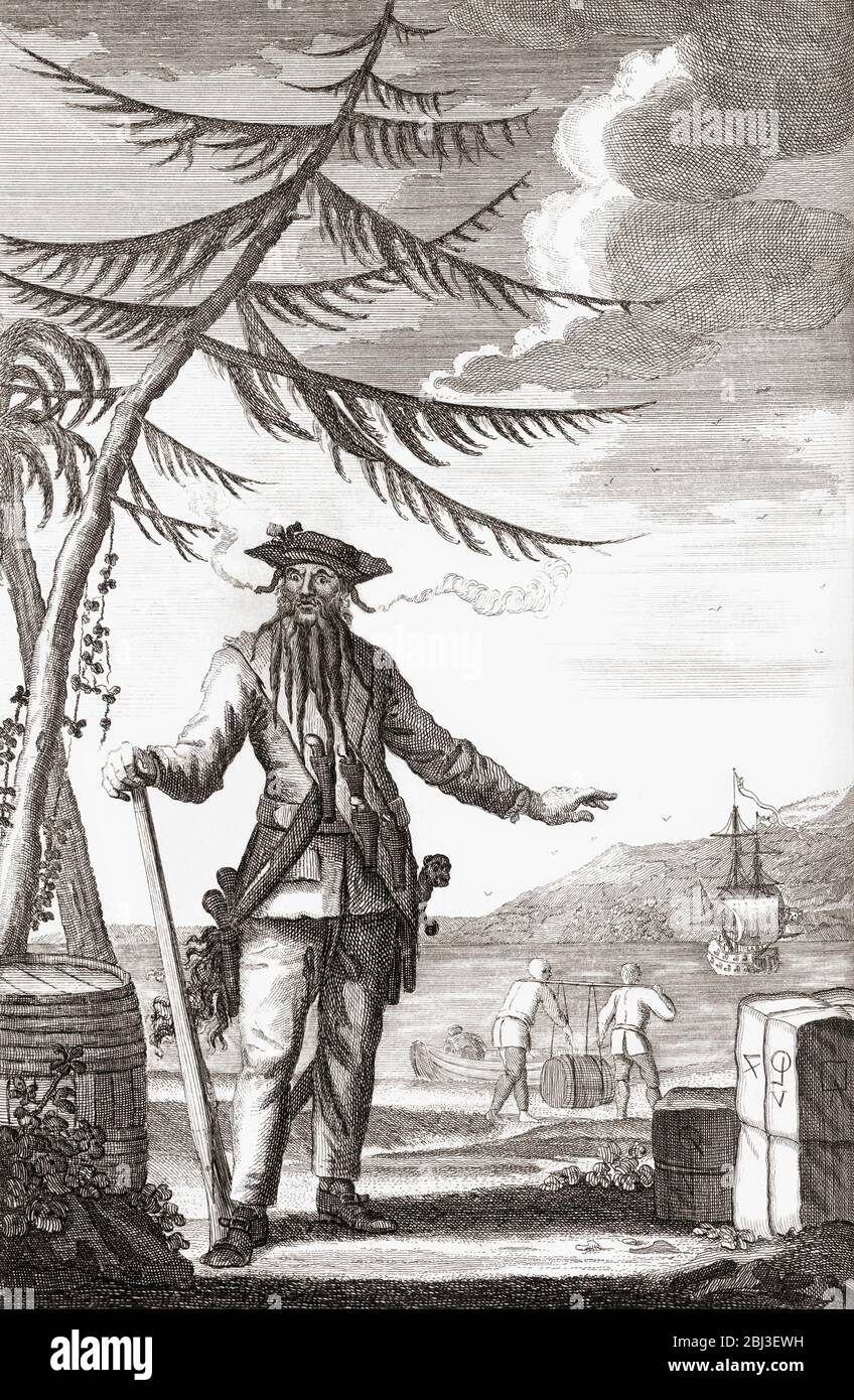 Edward enseña alrededor de 1680 - 1718. Pirata inglés conocido como Barba Negra. Foto de stock