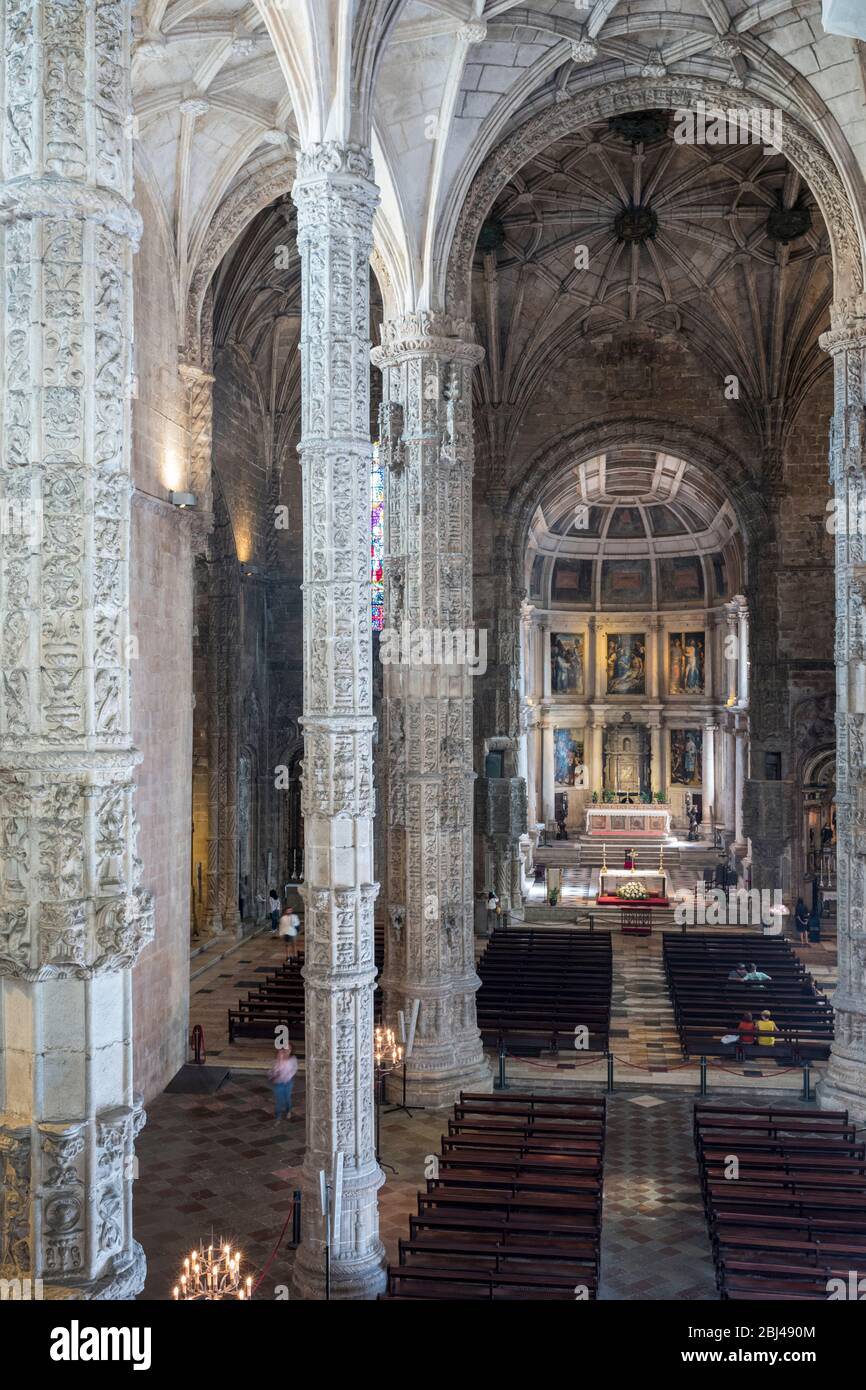 Iglesia de Santa María - Igreja Santa María de Belem en el Monasterio de Jerónimos - Mosteiro dos Jerónimos en Lisboa, Portugal Foto de stock