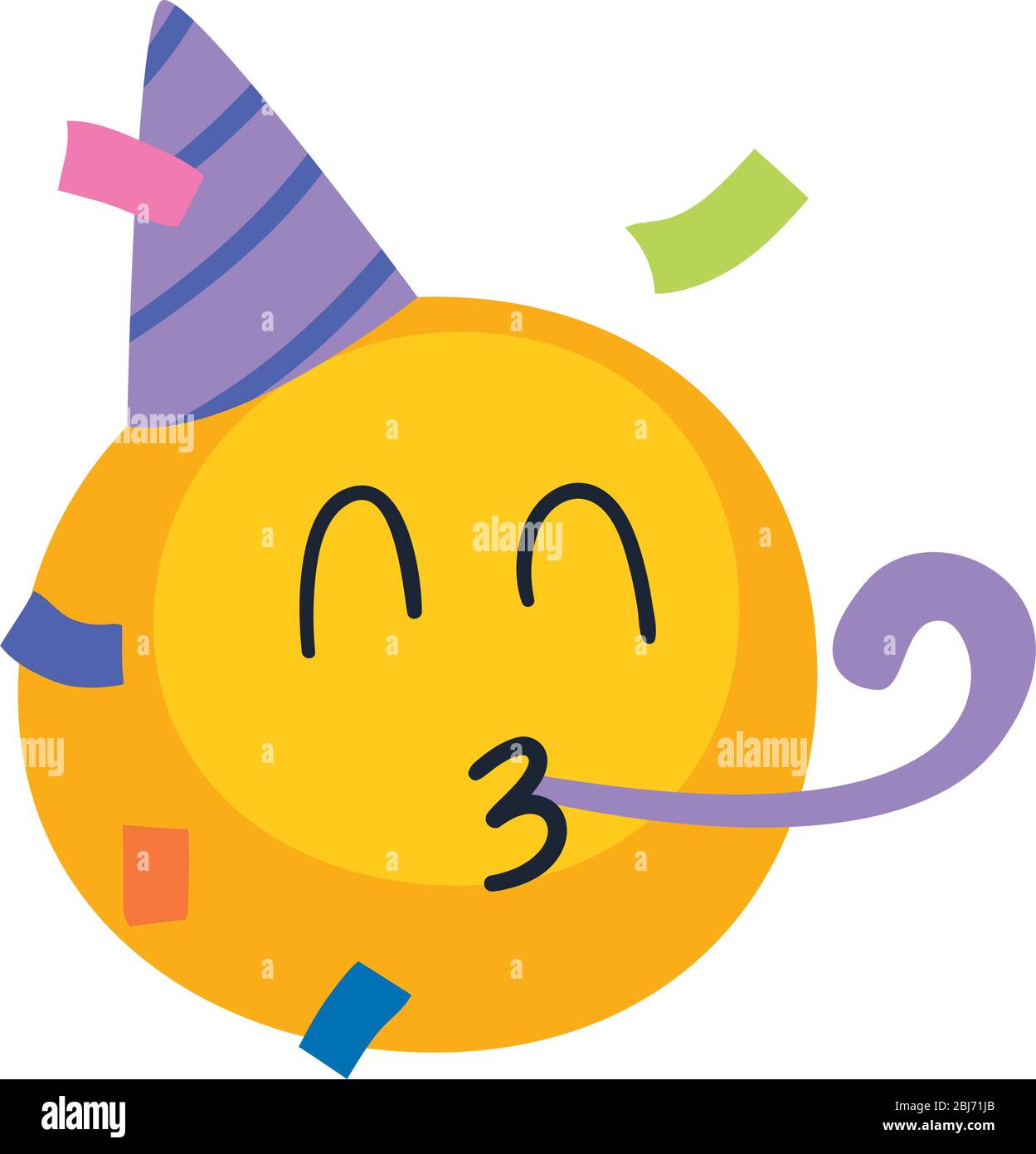 Feliz cara emoji con sombrero de fiesta estilo plano icono vector diseño  Imagen Vector de stock - Alamy