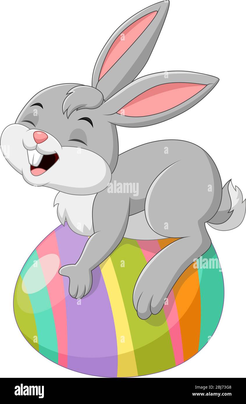 Conejo de dibujos animados con huevo de pascua Imagen Vector de stock -  Alamy