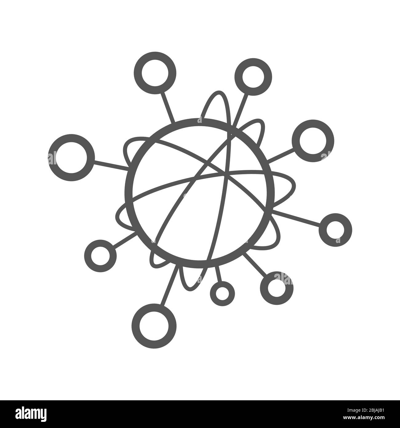Icono de línea simple para representar el concepto de Internet de las cosas IoT. Una red de objetos, como dispositivos conectados entre sí en Internet Ilustración del Vector
