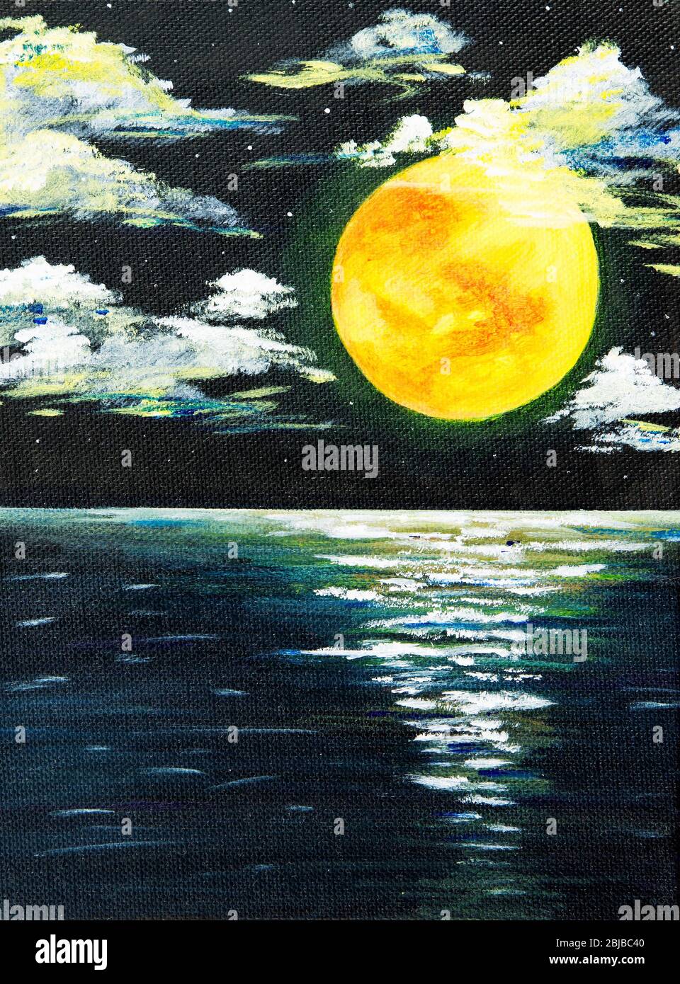 Pintura acrílica original de hermosa luna llena sobre el océano sobre el  impresionismo canvas.Modern, modernismo,marinismo Fotografía de stock -  Alamy