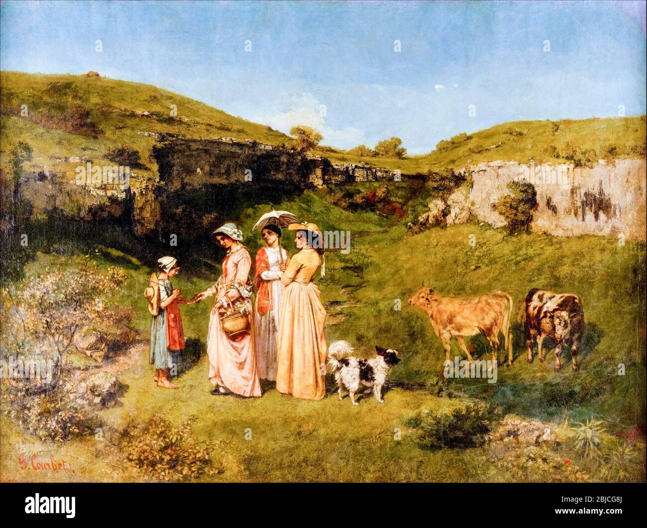 Gustave Courget, Ladies jóvenes de la aldea, pintura, 1851-1852 Foto de stock