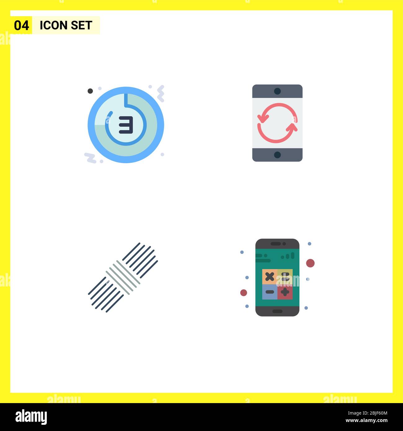 Moderno conjunto de 4 iconos planos y símbolos como cuenta atrás, móvil,  reloj, teléfono celular, pack elementos de diseño vectorial editables  Imagen Vector de stock - Alamy