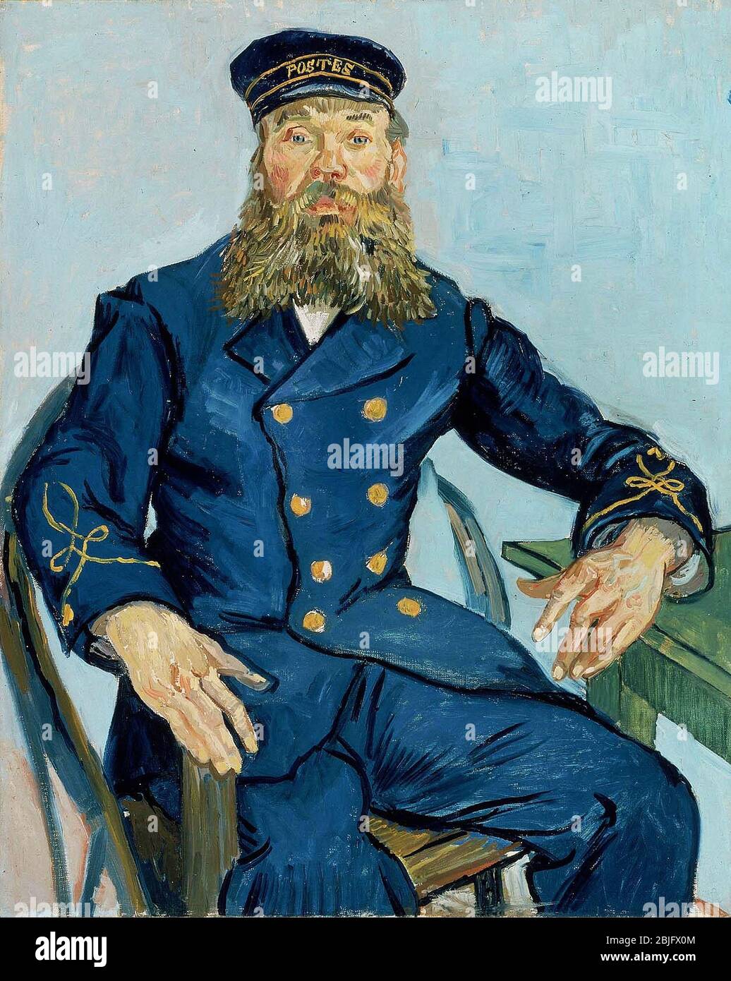 Retrato del Postman Joseph Roulin de Van Gogh, 1888. Museo de Bellas Artes en Boston, Estados Unidos Foto de stock
