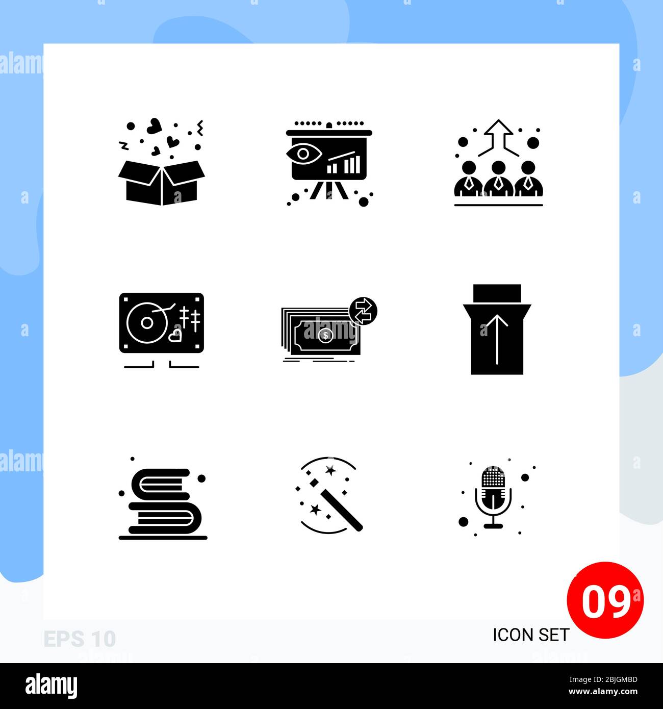 9 iconos creativos modernos signos y símbolos de dinero en efectivo, boda, negocios, corazón, música elementos editables de diseño vectorial Ilustración del Vector