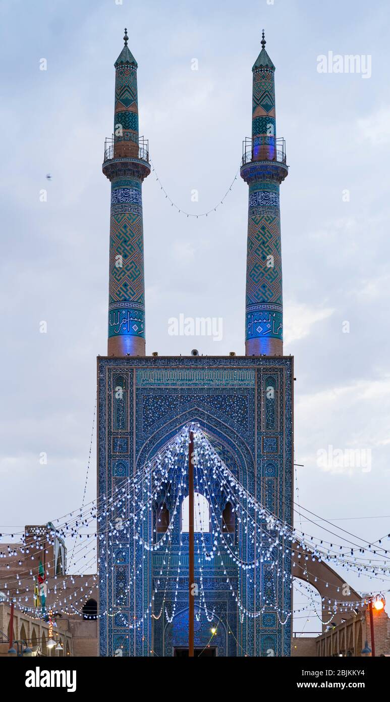 Mezquita de JaME, Yazd, Irán, Asia Occidental, Asia, Oriente Medio. Foto de stock