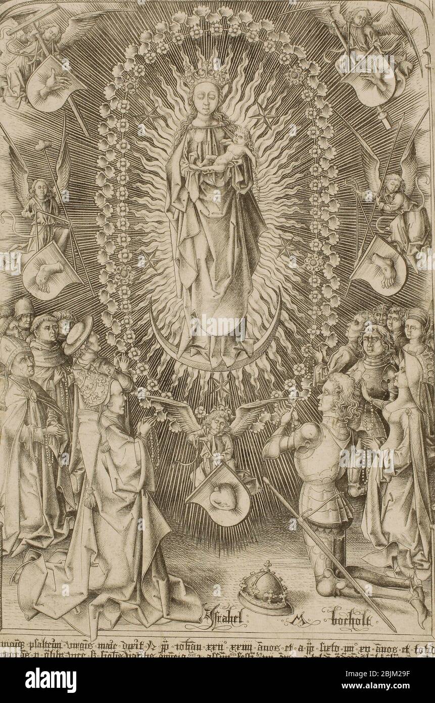 Autor: Israhel Meckenem. La Virgen del Rosario c. 1480 - Israhel van Meckenem Alemán, c. 1440/45-1503. en papel de marfil Fotografía de stock - Alamy