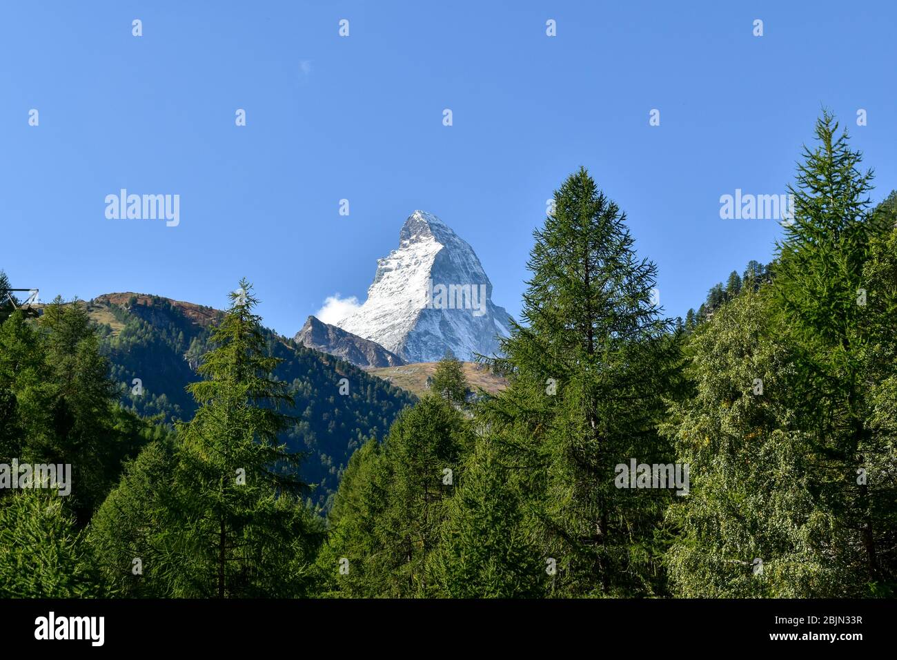 Matterhorn (4.478 m) en los Alpes Peninos de Zermatt, Suiza. Foto de stock