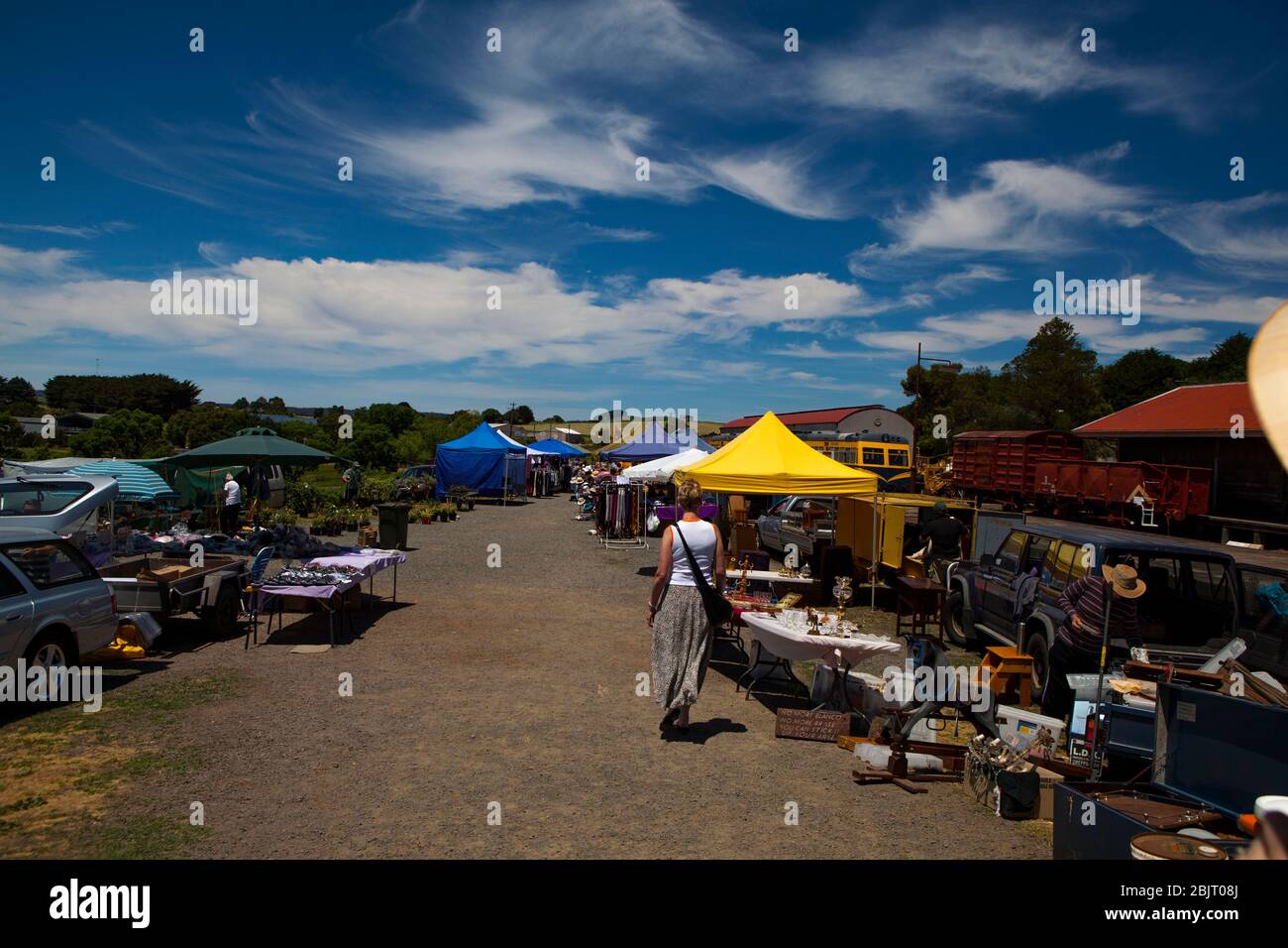 Daylesford Sunday Market, Daylesford Spa Country Railway, Daylesford, Victoria, Australia Foto de stock