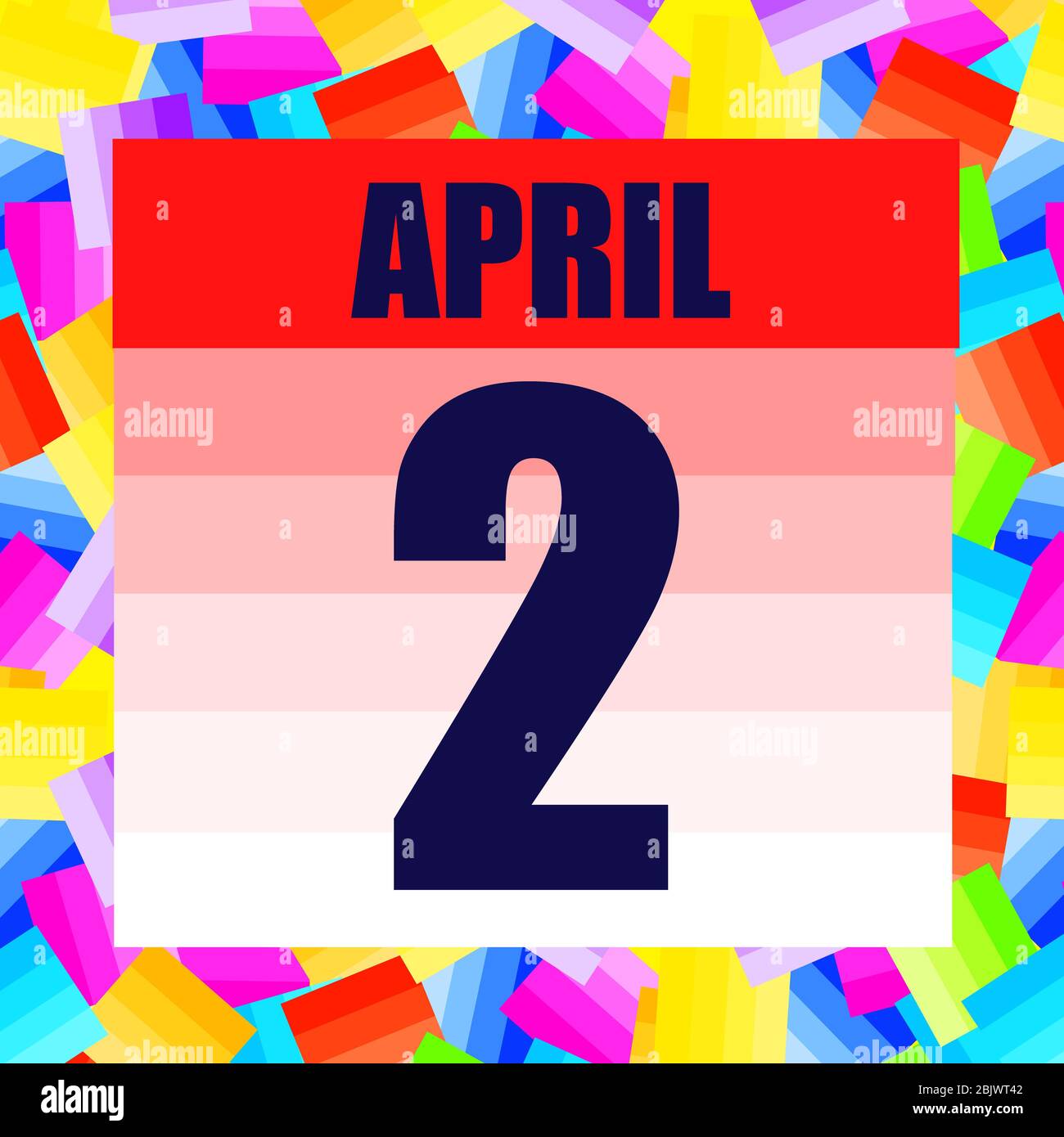 Icono del 2 de abril. Para planificar un día importante. Banner para días festivos y días Icono del 2 de abril. Para planificar un día importante. Banner para días festivos y días