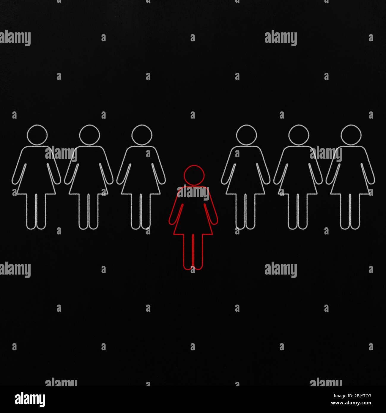 Distancia física o distanciamiento social para evitar la propagación del virus, concepto de distanciamiento social de la mujer, Foto de stock
