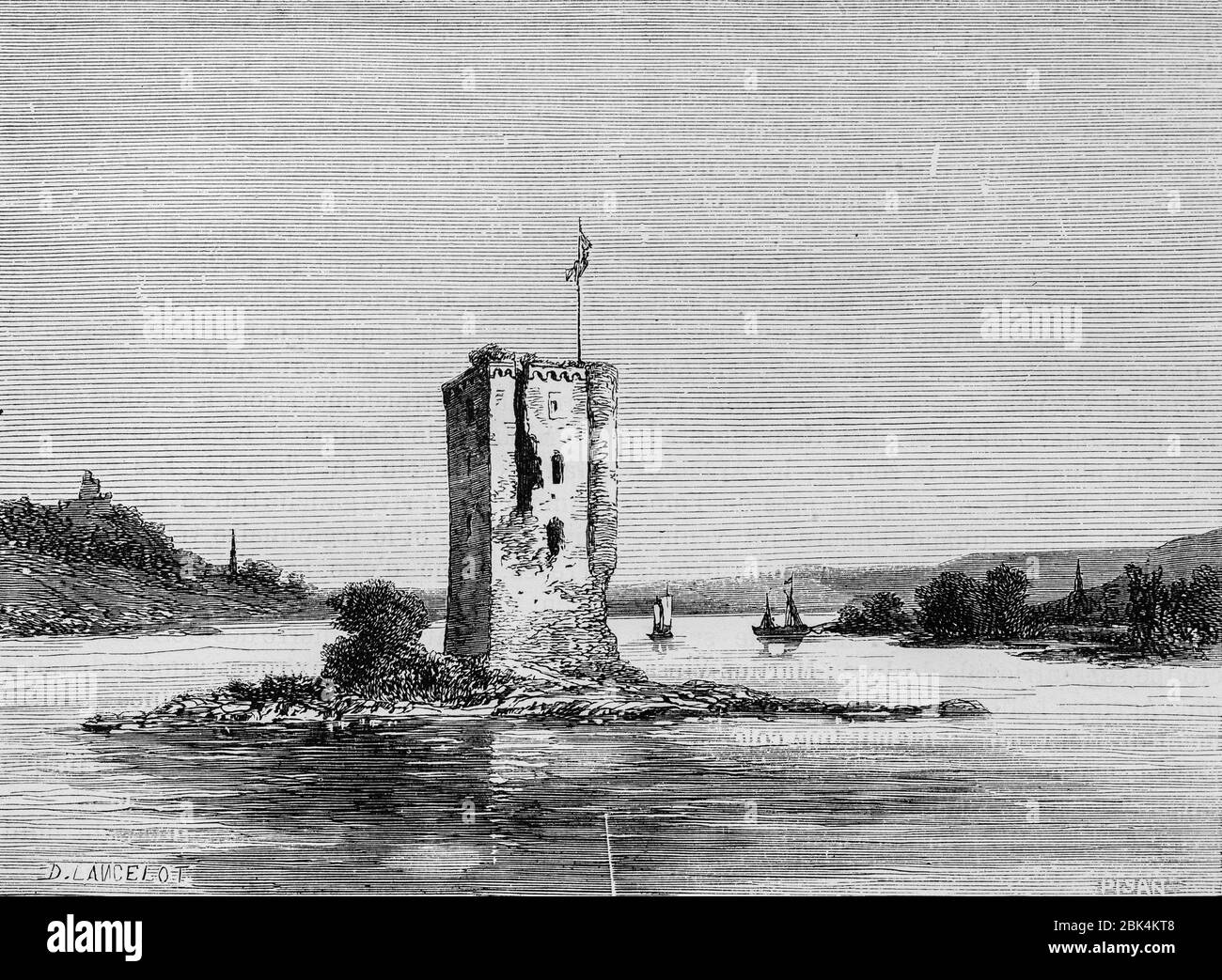 Le Mæusethurm, le Rhin por Victor Hugo, París alrededor de 1843 Foto de stock