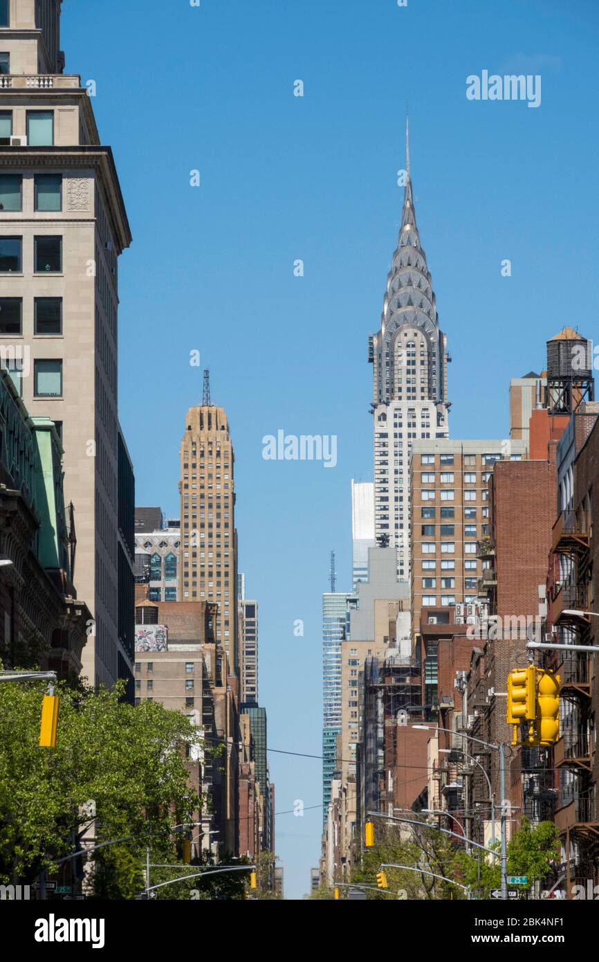 Murray Hill, mirando al norte hasta la Avenida Lexington con Chrysler Building, NYC Foto de stock