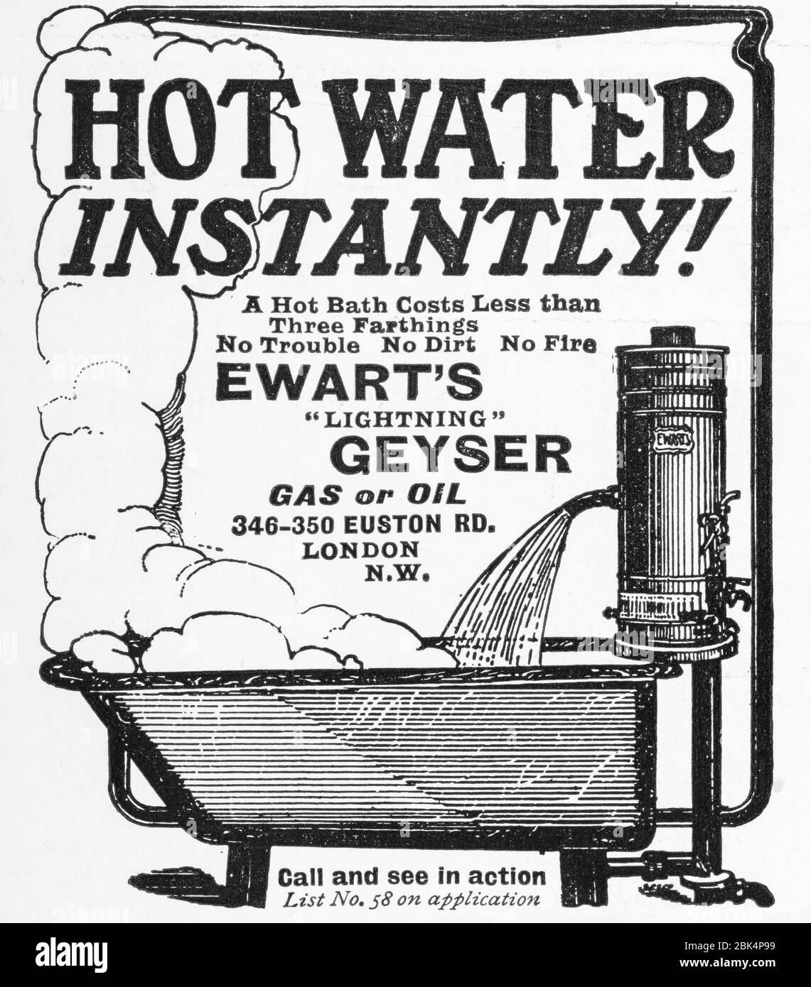 Antiguo anuncio de higiene personal de principios de 1900, antes del amanecer de los estándares publicitarios. Historia de la publicidad, viejos anuncios de productos de higiene. Foto de stock
