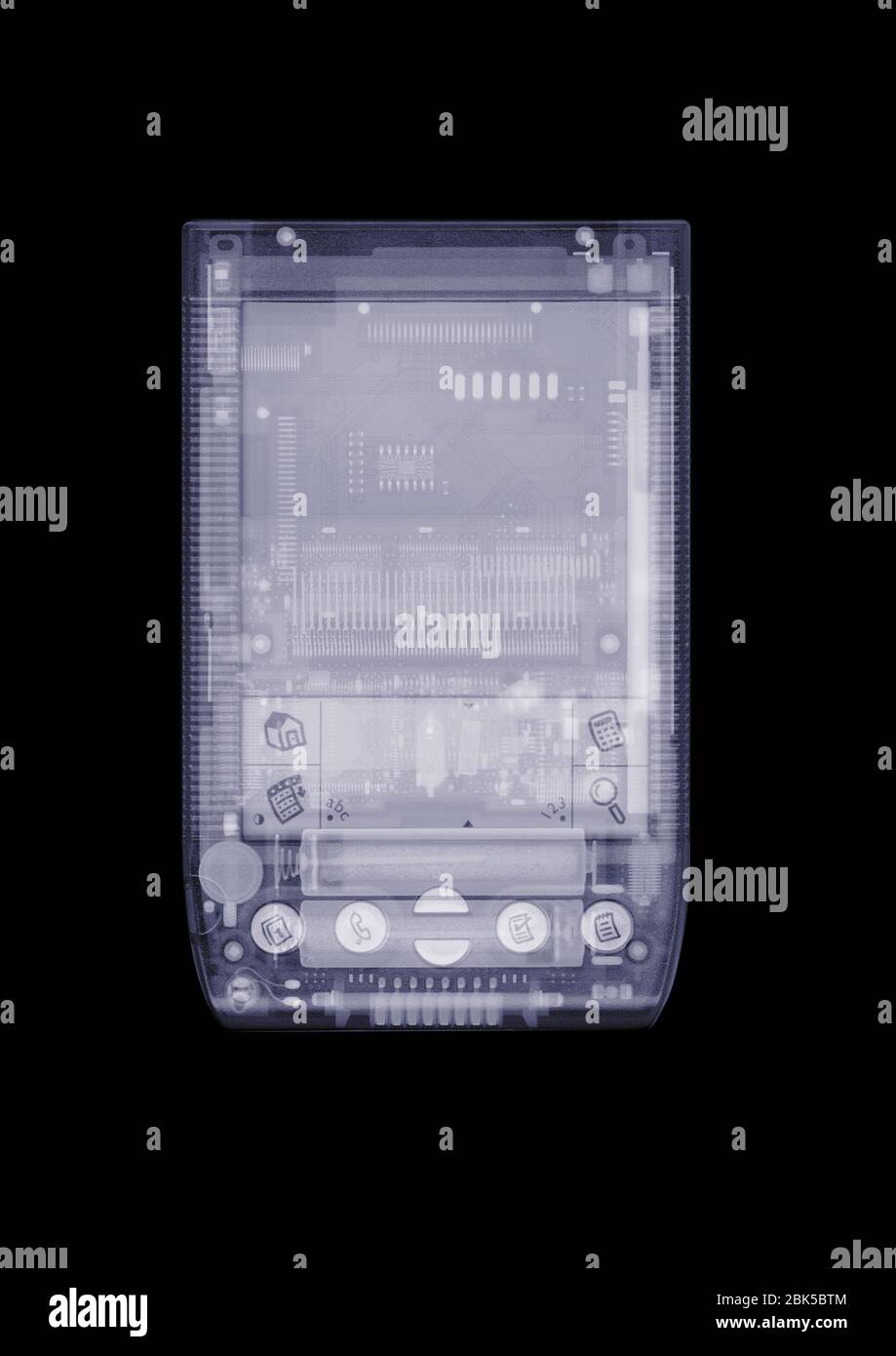 Asistente digital personal PDA, rayos X. Foto de stock
