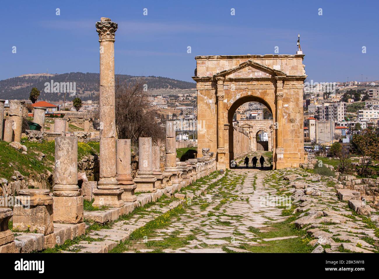 Jerash Sitio Arqueológico de las antiguas Ruinas romanas, Jordania Foto de stock