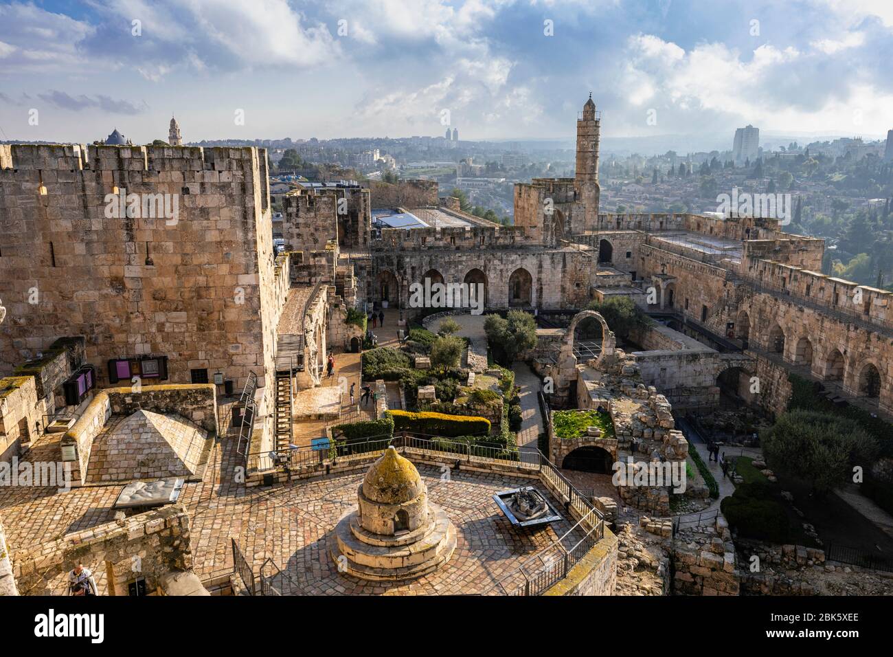Torre de David, Ciudadela de Jerusalén, en la Ciudad Vieja de Jerusalén, Israel Foto de stock