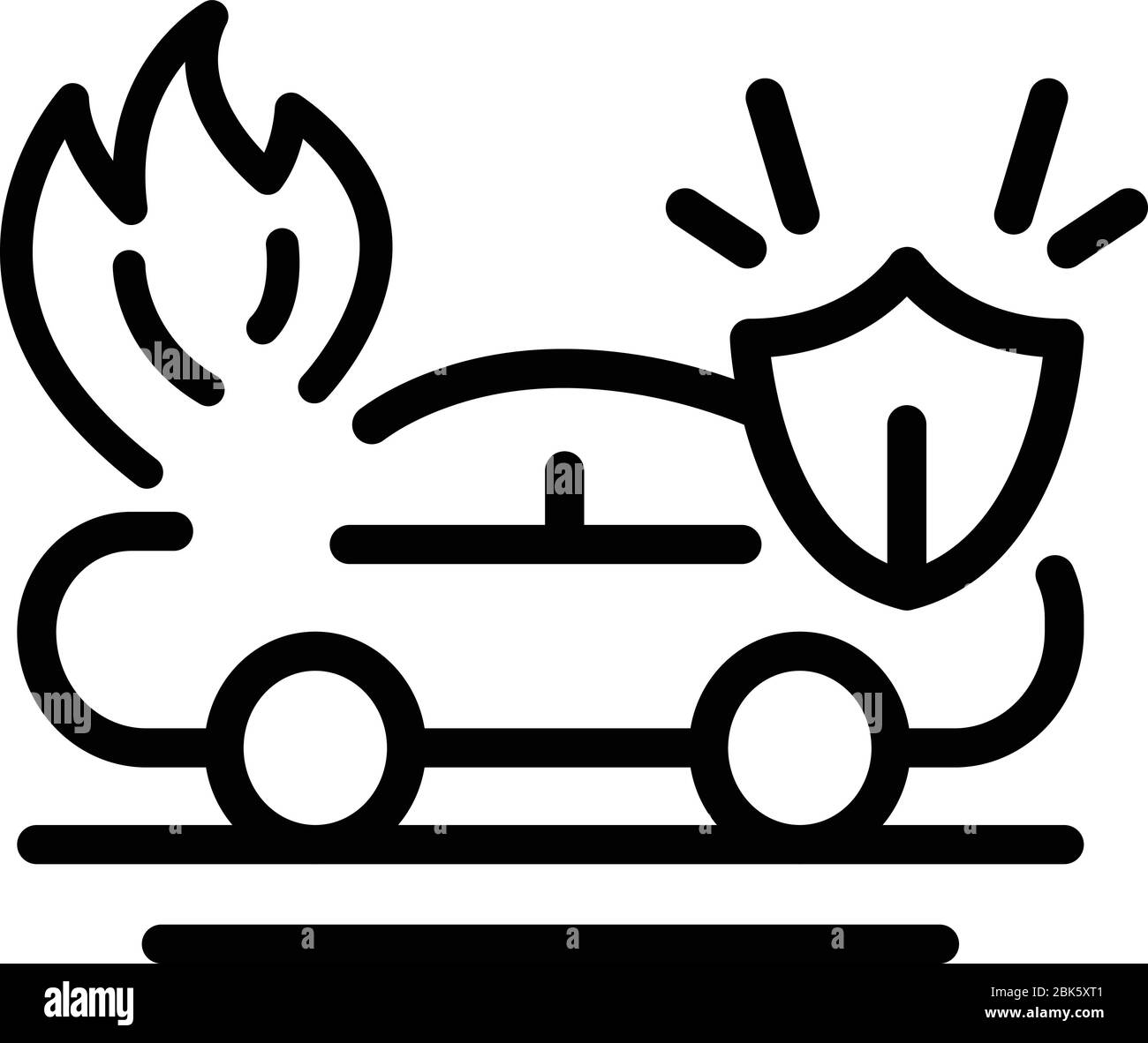 Icono de protección contra accidentes de coche, estilo de contorno Ilustración del Vector