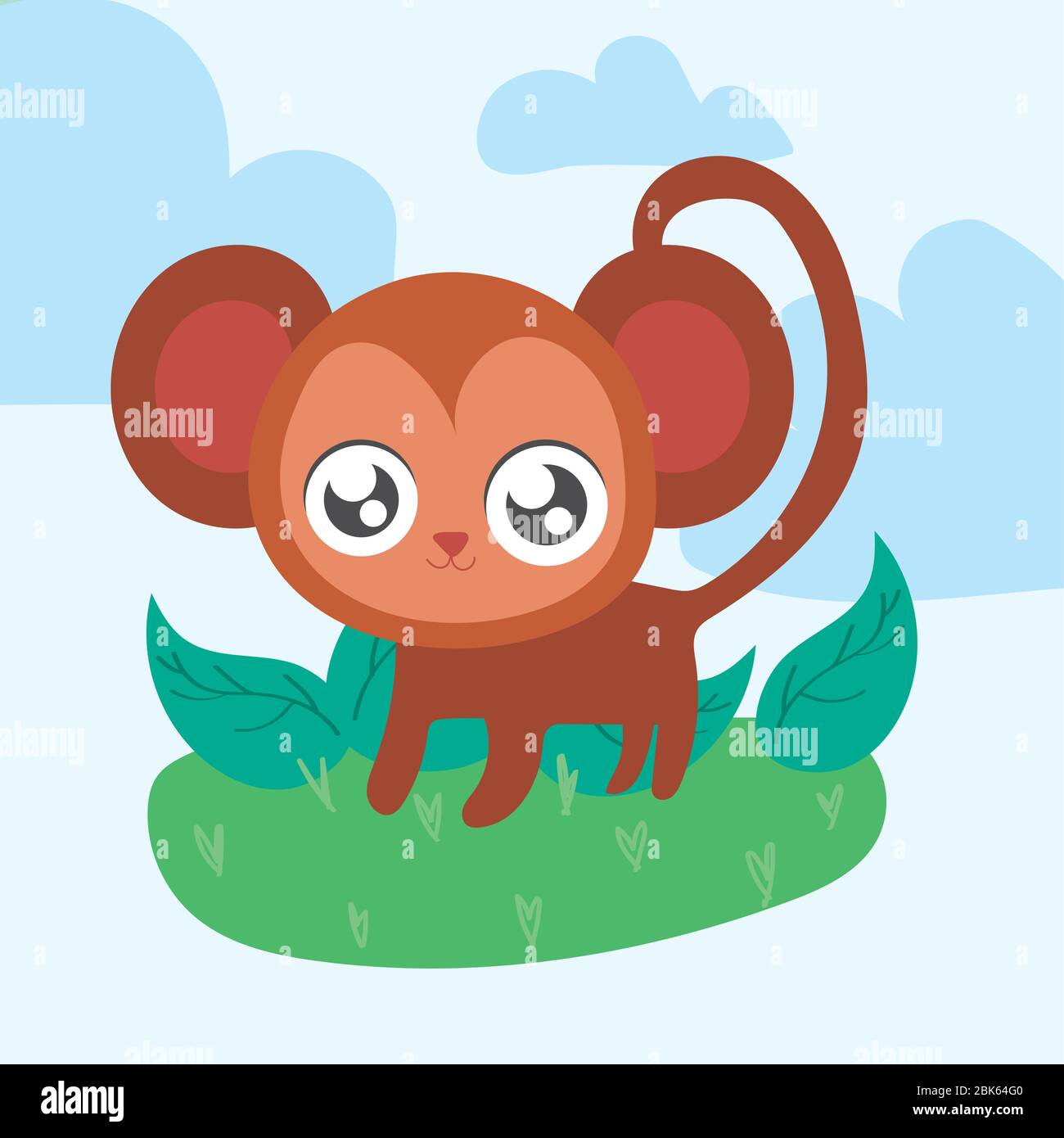 mono lindo, animal en estilo kawaii vector ilustración diseño Ilustración del Vector