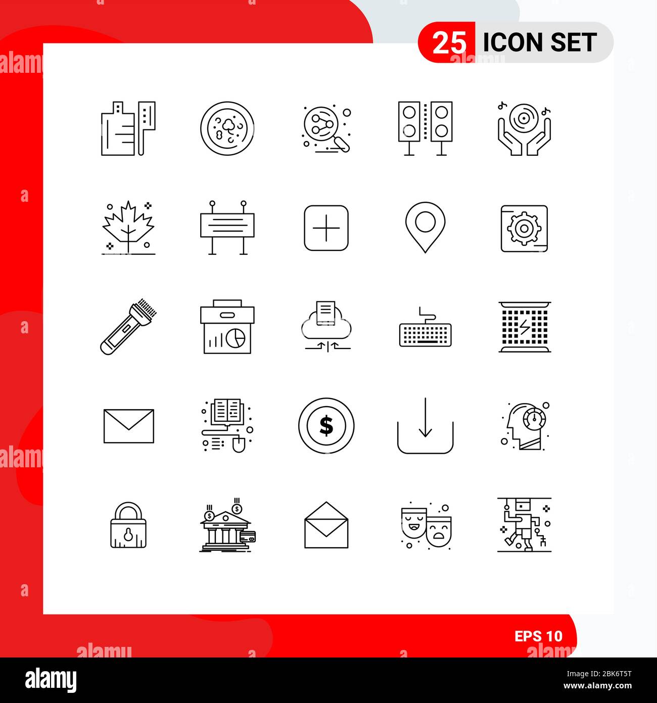 Conjunto de 25 iconos modernos de la IU símbolos signos para mano, club, social, tecnología, productos elementos de diseño vectorial editables Ilustración del Vector