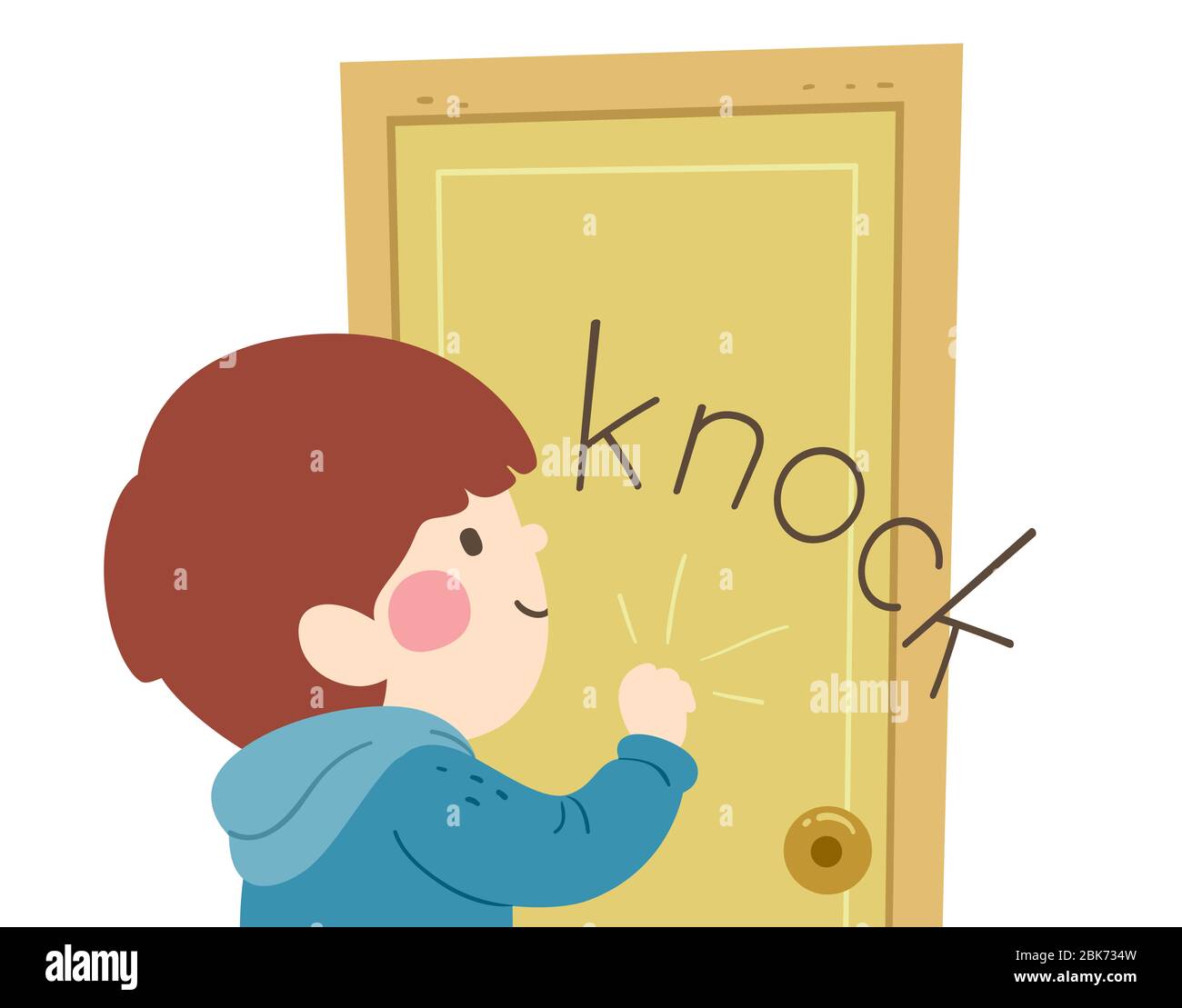 Ilustración de un niño tocando en una puerta produciendo sonido de golpe  Fotografía de stock - Alamy
