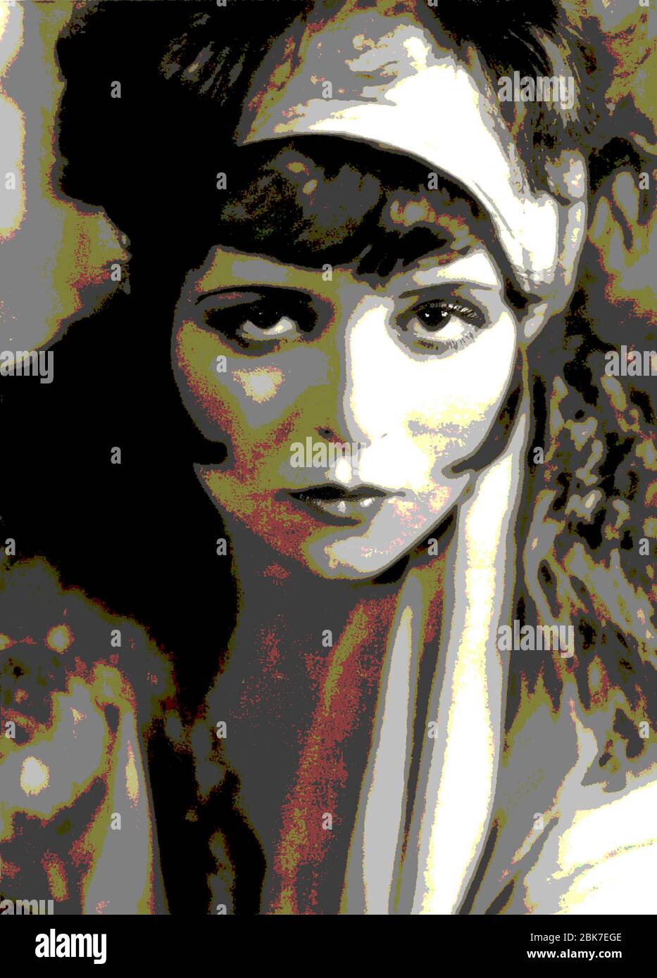 Clara Bow, Ilustración posterizada, Estrella de Cine silencioso Foto de stock