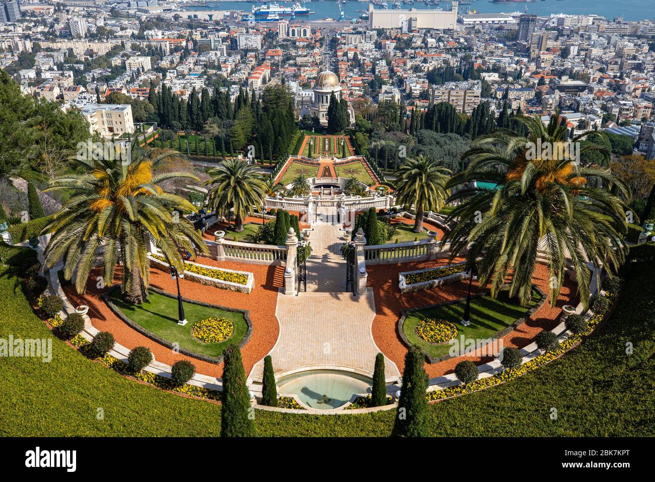 Jardines colgantes de Haifa en el Monte Carmelo en Haifa, Israel Foto de stock