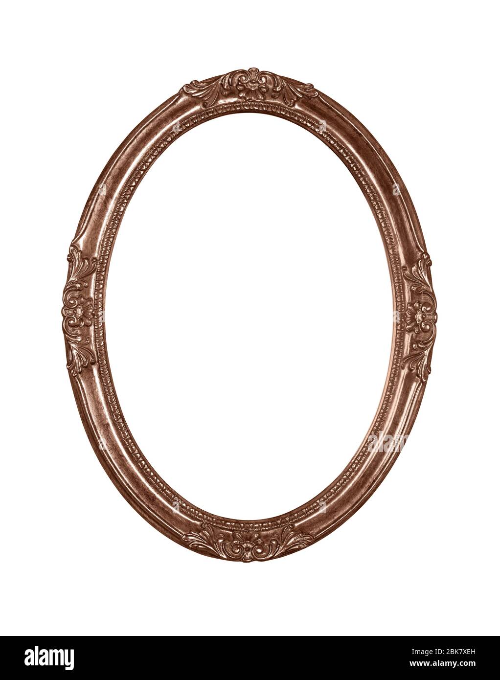 Antiguo marco ovalado redondo de bronce clásico de madera para