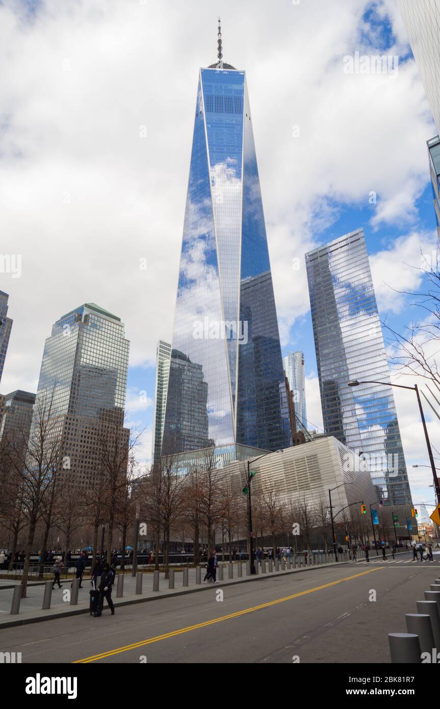 1 WTC Freedom Tower New York City NYC USA Centro de comercio mundial de Norteamérica Foto de stock