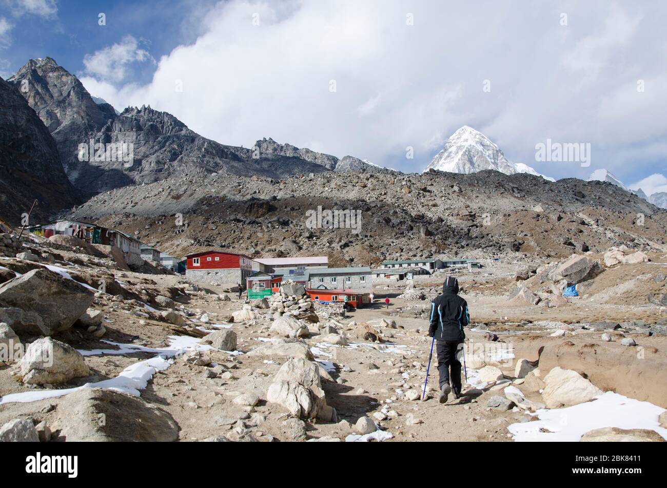 Llegando a Lobuche (4.940m) en Everest base Camp Trek Foto de stock