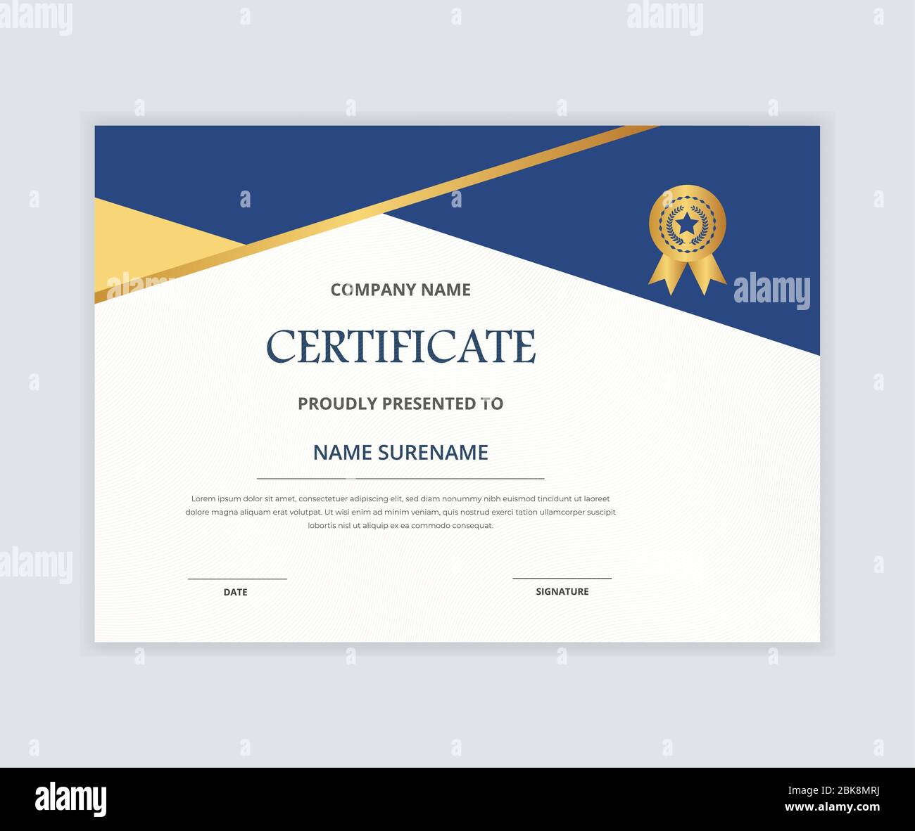 Plantilla de reconocimiento de certificado creativo con formas de color