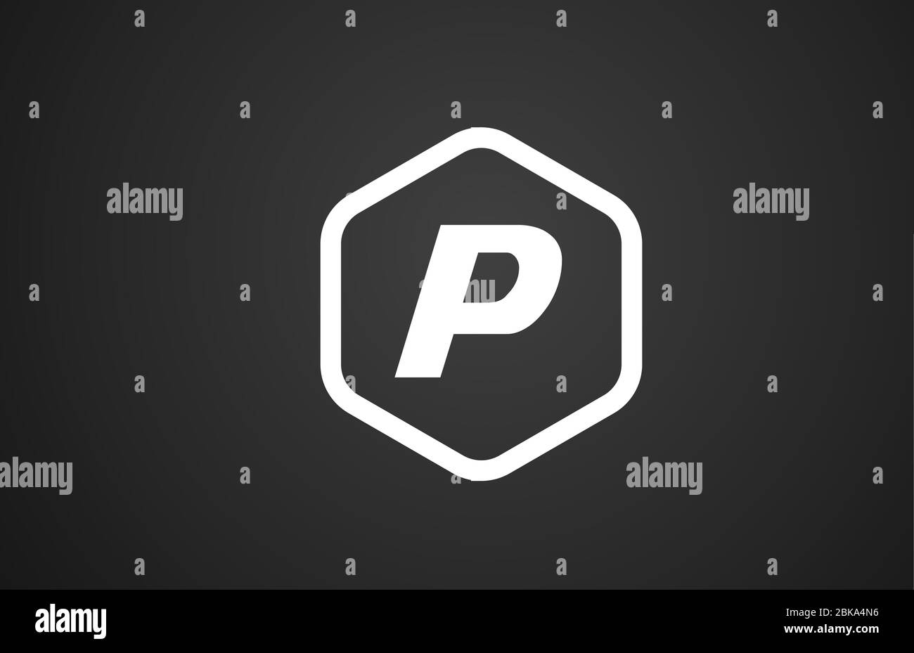 P letra del alfabeto en blanco y negro logotipo icono con rhombus para empresas y empresas Ilustración del Vector