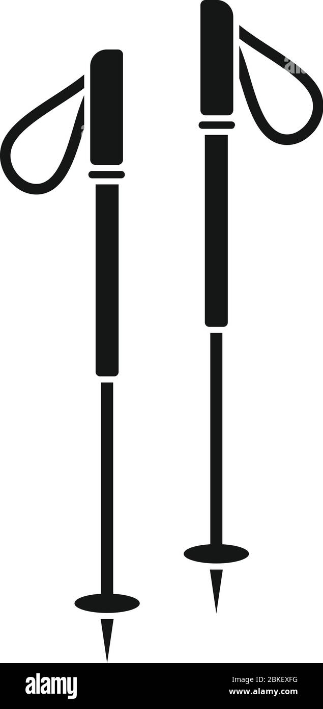 Icono de bastones de senderismo. Ilustración simple de bastones de