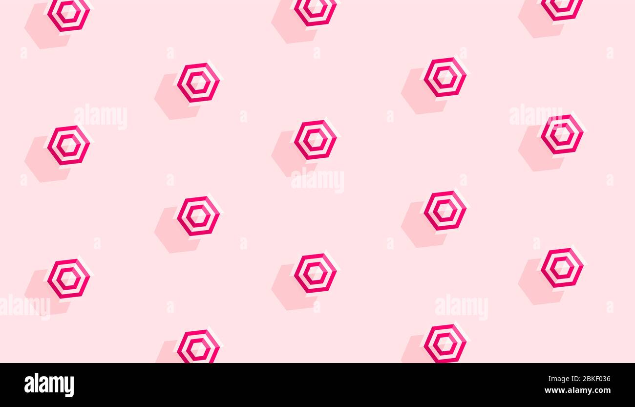 Diseño creativo de los círculos de goma rosa para nadar sobre fondo rosa. Vista superior, plano Ilustración del Vector