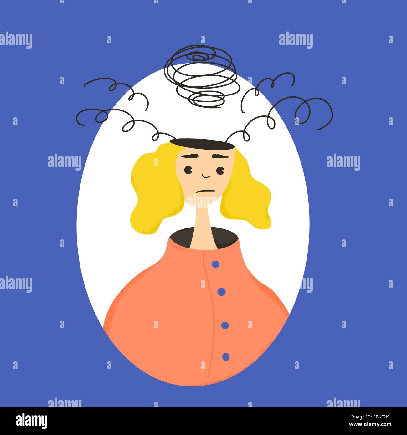 Tenager femenino con desorden de ansiedad. Retrato de niña con algunos  problemas mentales. Mujer joven triste que sufre de estrés. Persona con  necesidades especiales. VEC Imagen Vector de stock - Alamy